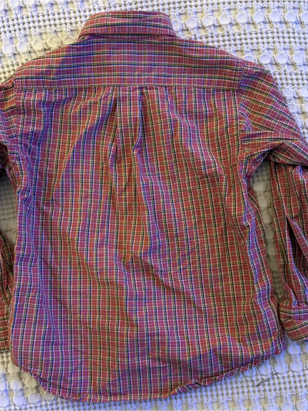 Ralph Lauren Boys Plaid Button Down Shirt Women’s S Red Tartan Cotton Pony